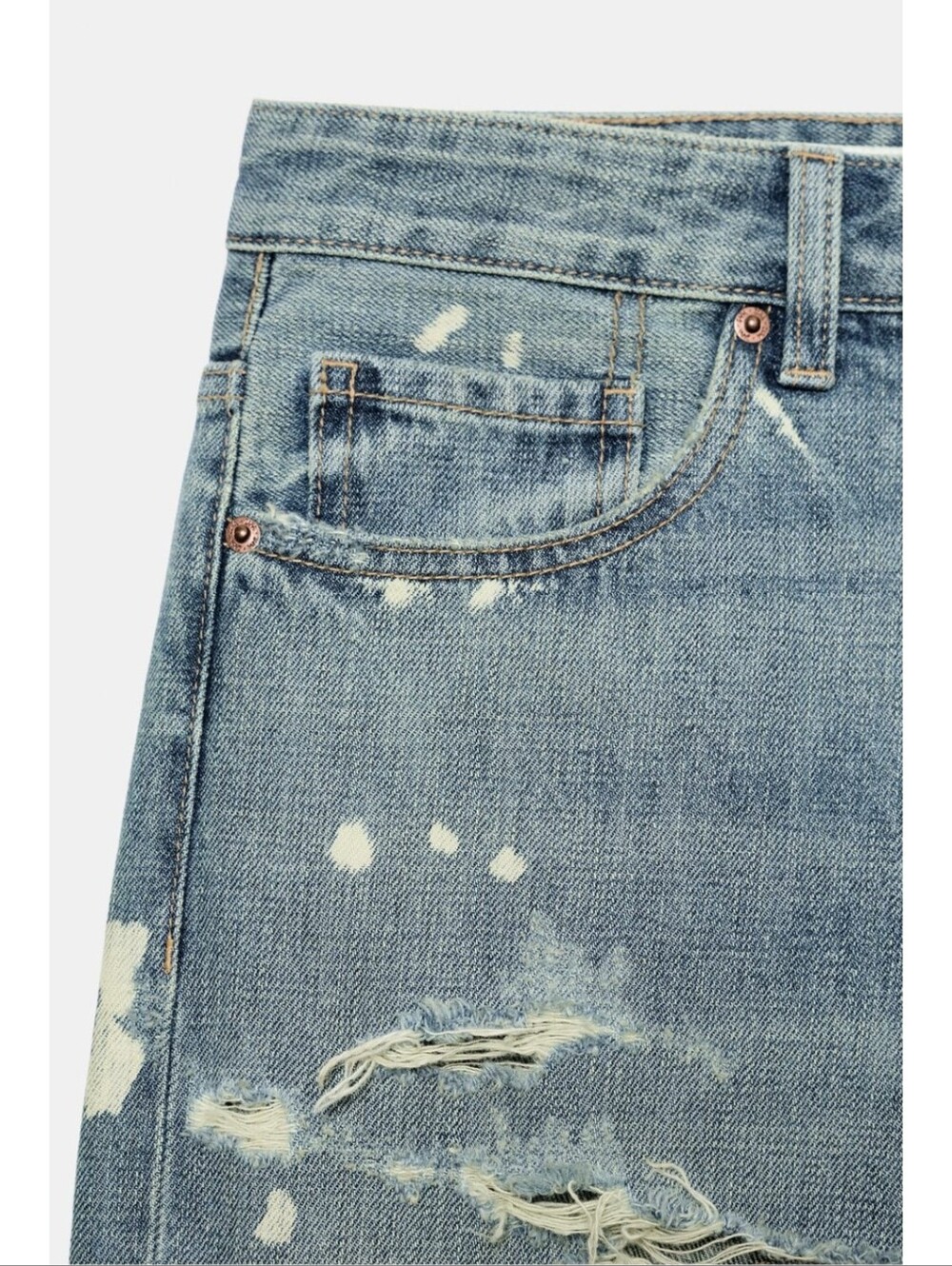 ZARA TRF MID-RISE SPLATTER BOYFRIEND JEANS: 2569/213/400 - Picture 3 of 4